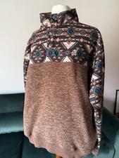Hooey Men's Stevie Aztec Print Brown Pullover Hoodie  Men’s Medium 
