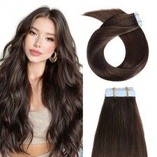 YILITE 12" Dark Brown Remy Tape-in Human Hair Extensions Silky Straight 20pcs