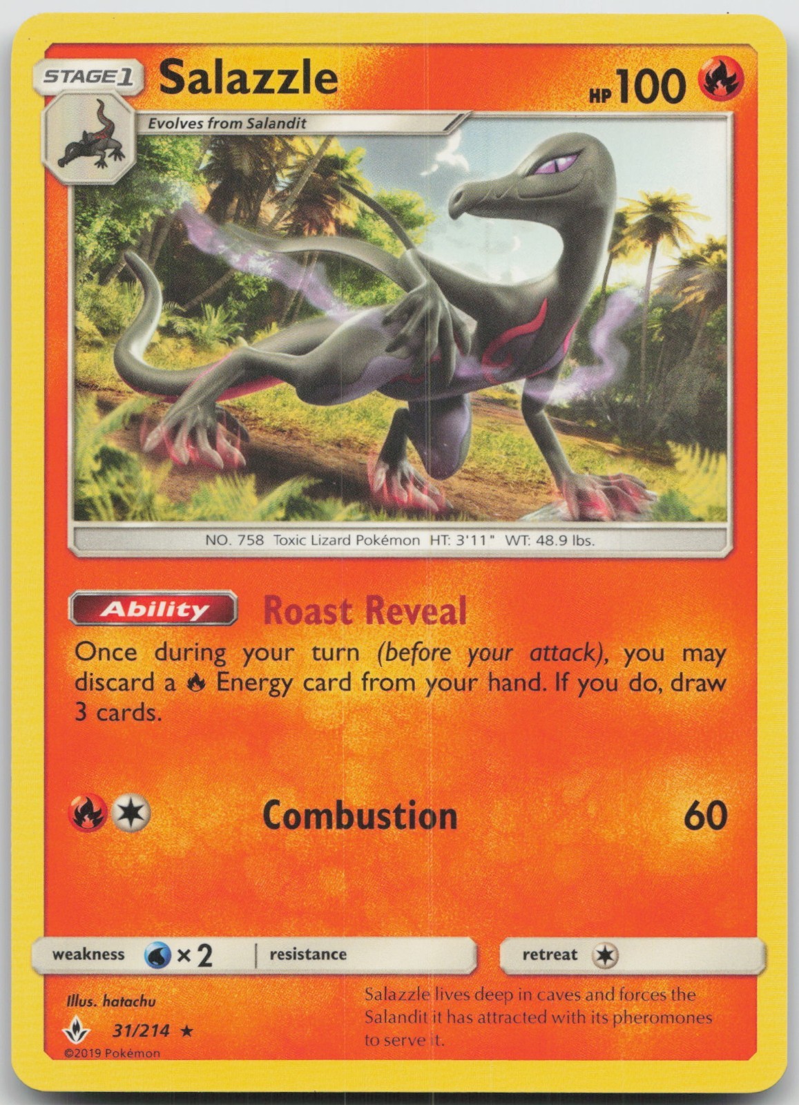 Salazzle 31/214 Rare Unbroken Bonds Pokemon Near Mint