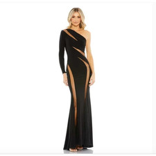 Mac Duggal JERSEY ONE SHOULDER ILLUSION CUT OUT GOWN 11311 Size 4