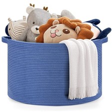 Blanket Basket - 20"x 20"x 13" Cotton Rope Basket for Living Room Baby Toy St...