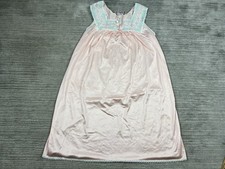 Vintage Vanity Fair Slip Dress Womens Medium Pink Lace Embroidered Satin
