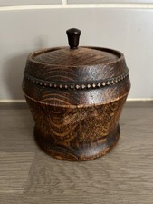 Vintage Rustic Wooden Lined Box Jar Caddy Tea Jewelry Trinket Oak Very Good Cond