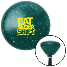 Yellow Eat Sleep Shift Green Retro Metal Flake Shift Knob W M16x1.5 Insert