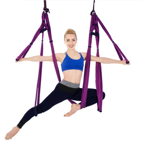 (Dark Purple)Yoga Swing Sling Hammock Pilates Aerial Anti Gravity Inversion PL - Picture 8 of 9