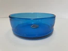 Blenko Peacock Blue Art Glass 6” Straight Side Bowl 2019 Dish Sticker