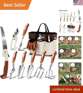 Garden Tool Set,10 Pcs Heavy Duty Gardening Hand Tool Kit for Women Aluminum ...