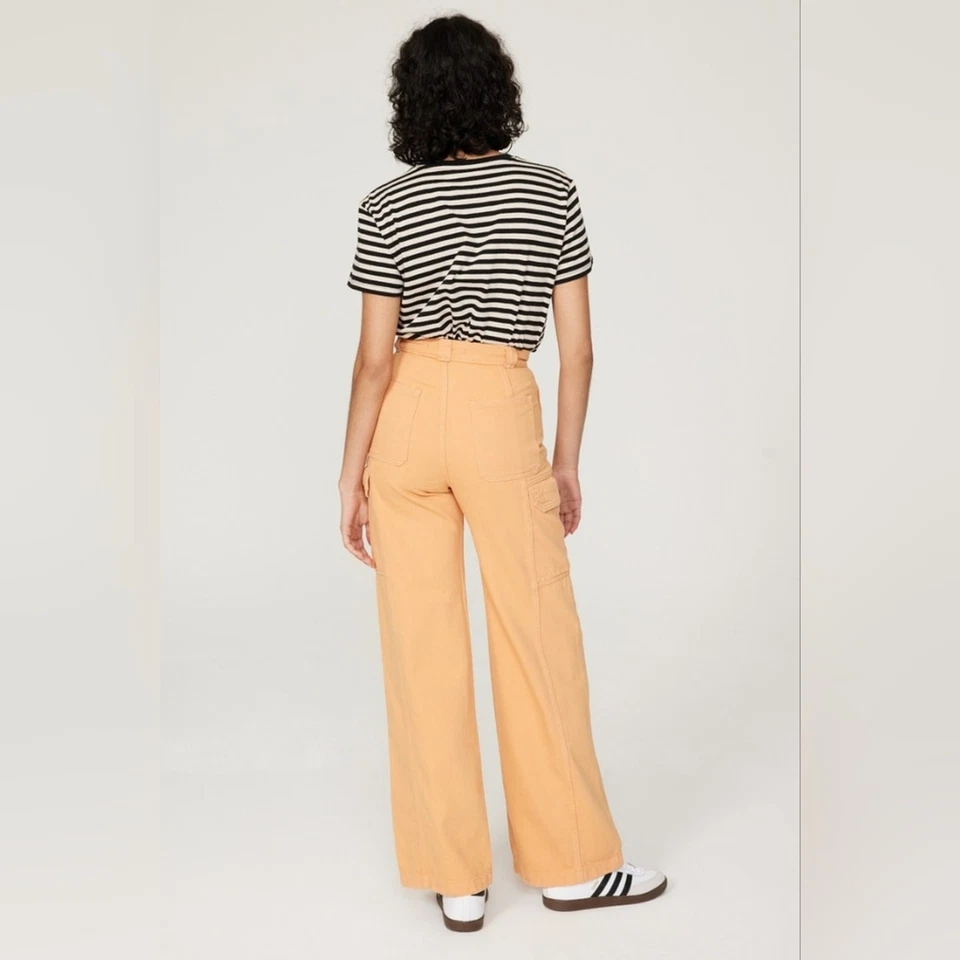 Pantalones Cargo Hudson Naranja De Talle Alto Crema Denim Talla 27 / 4 - Imagen 3 de 4