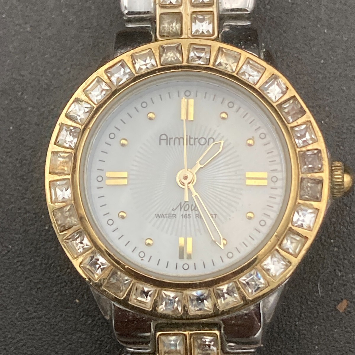 Ladies Armitron Now Dual Tone Rhinestone Quartz Watch New 