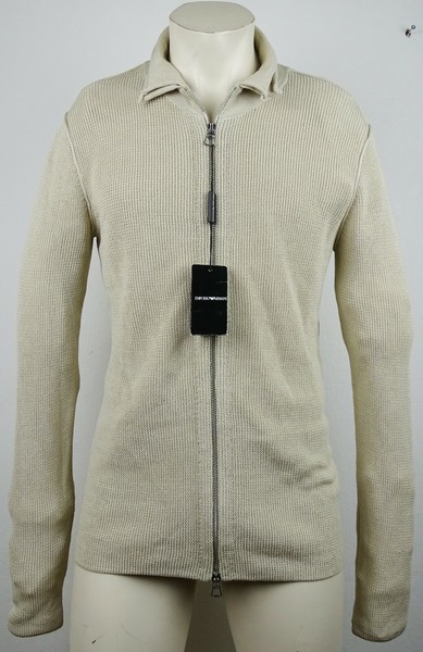 Emporio Armani Strickjacke Cardigan Pullover Herren Beige Gr.L Neu Mit Etikett-image