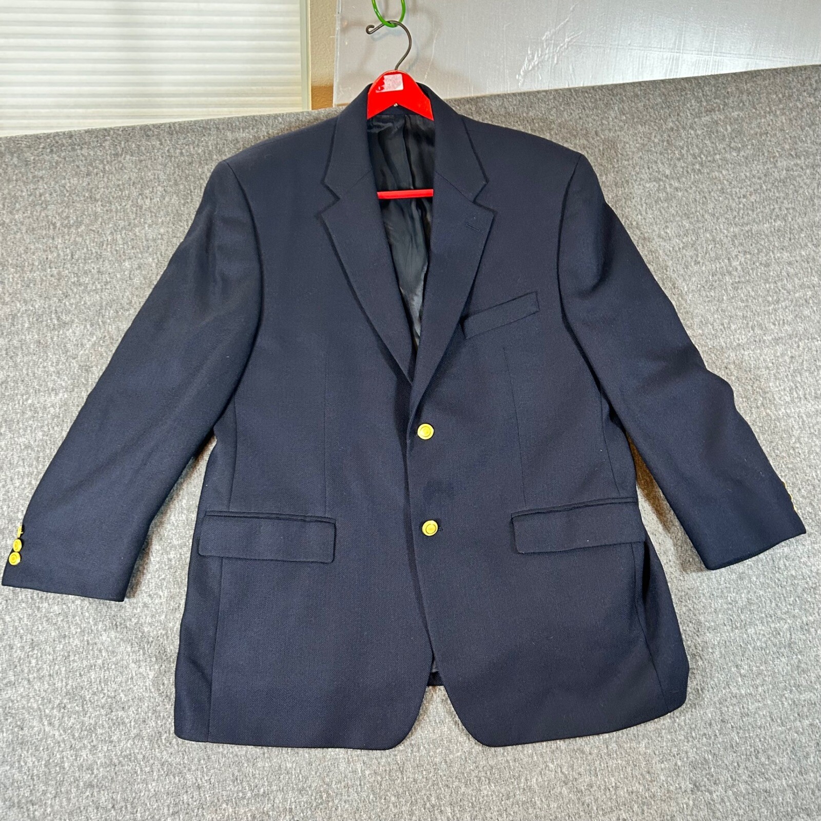 Ralph Lauren Navy Blue Blazer Wool Cashmere Gold Buttons Classic Mens Size 44R