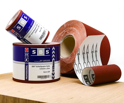SBS  Schleifpapier Rolle 115 mm x 25 m Korn 40-240 Handschleifpapier