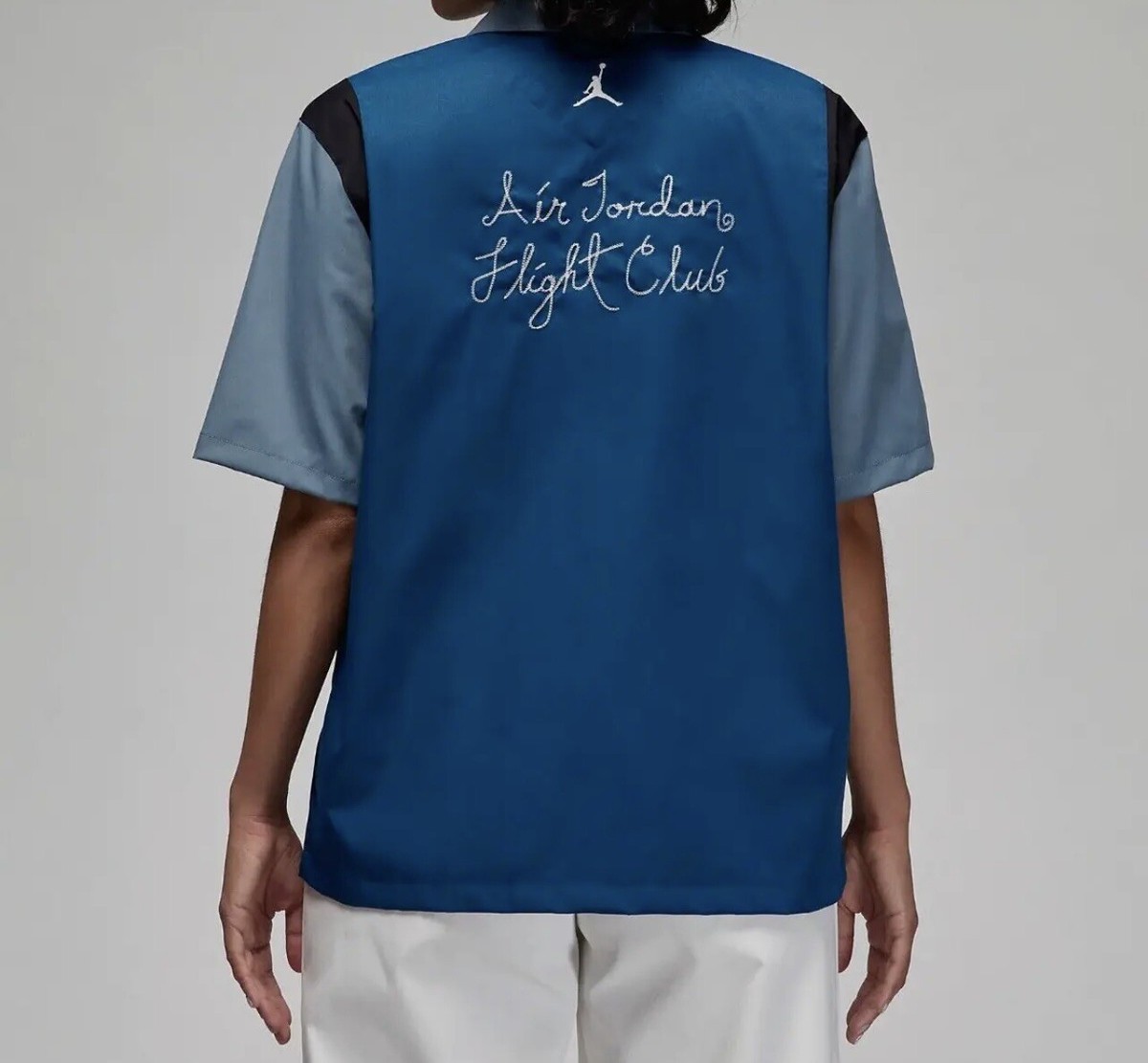 Air Jordan Fight Club Women's Button Up Short Sleeve Shirt Blue