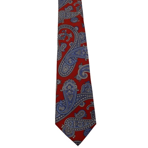 DANIEL CREMIEUX Sevenfold Men's Silk Necktie ITALY Luxury PAISLEY Red/Blue NWT - Picture 2 of 4