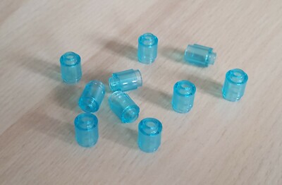 10 transparent hellblaue Lego Basic Steine, 1 x 1, rund (3062b)  (S872)