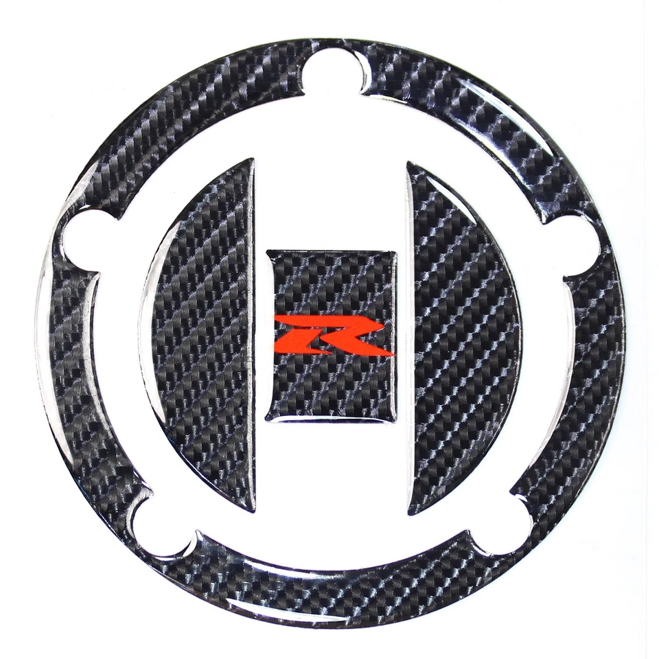 Cubierta de tapa de combustible del tanque de gasolina de fibra de carbono logotipo rojo para Suzuki 04-17 GSXR-600/750/1000 Foto 4 de 4