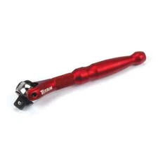 Titan 11320 1/4-Inch Drive x 4-Inch 90-Tooth Swivel Head Micro Bit Driver - Red