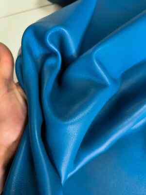 Sheep leather color Azure Blue, soft nappa lambskin genuine leather for crafts