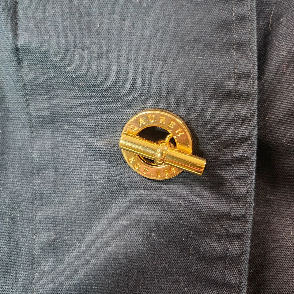 Chaqueta Lauren Ralph Lauren Mujer Mediana Pequeña Militar Dorada Palanca Botón Azul Marino Foto 3 de 4