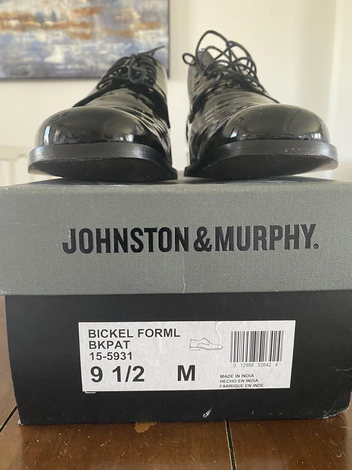 Zapatos de vestir formales Johnston & Murphy de charol negro para hombre talla 9,5 Foto 2 de 4