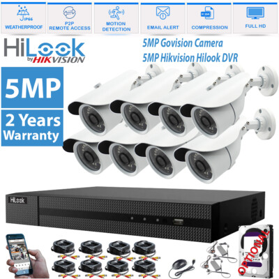 HIKVISION 5MP CCTV SYSTEM 4CH 8CH DVR HD DOME KAMERA WEISS GRAU ZUHAUSE AUSSEN KIT