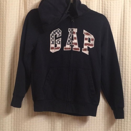 Gap America hoodie boy's size Large L blue flag July 4th Fourth Unisex girls - Picture 3 of 11