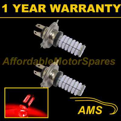 2X H4 RED 120 LED FRONT MAIN BEAM & DIPPED BEAM HEADLIGHT CAR KIT XENON HM501001