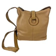 Sak Crossbody Hobo Bag Tan Leather The Original RARE Vintage Boho