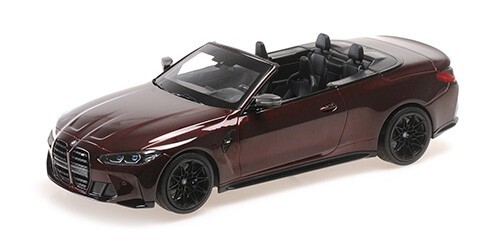 BMW M4 Cabriolet 2021 Minichamps rouge métallique échelle 1/18 pour décorer votre bureau
