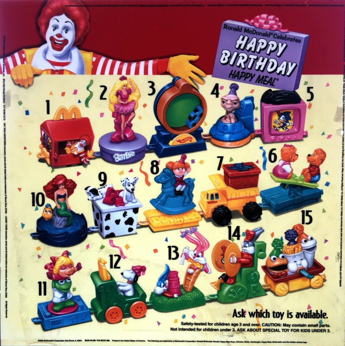 1994 MCDONALDS HAPPY BIRTHDAY HAPPY MEAL TRAIN - U - PICK