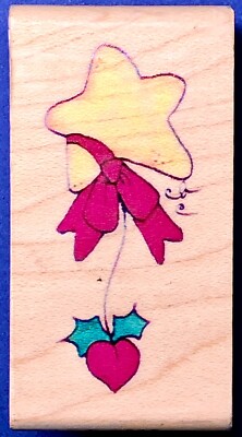 NEW! HANGING BY A STAR Stampassions heart ribbon flower catch falling universe