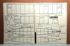 CAGEBIRD BALSA FREE FLIGHT MODEL AIRPLANE PLANS 13" WINGSPAN