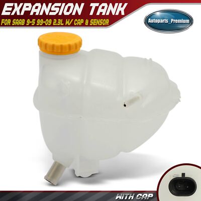 Front Coolant Reservoir Expansion Tank for Saab 9-5 99-09 2.3L w/ Cap & Sensor