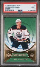 Connor McDavid 2021-22 UD Credentials Green /25 Rare PSA 9 #1