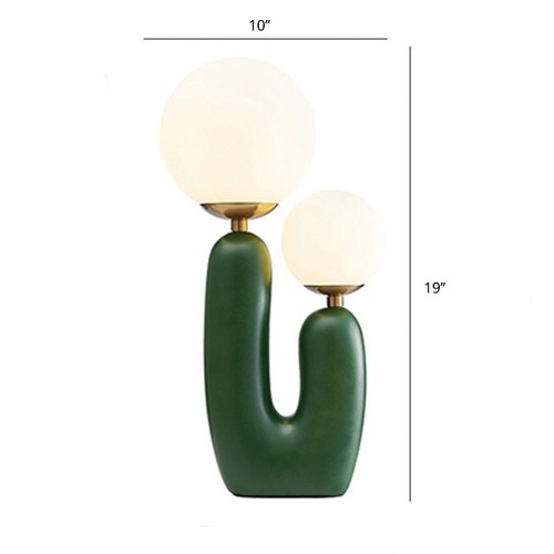 Mushroom Resin Table Lamp Globe 2-Light Cactus Table Light Bedside Study Deco - Picture 2 of 13