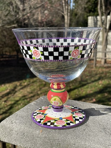 Pr. Artland Glass “Meredith Rose” Hand Painted Champagne Tall Sherbet Goblets - Picture 2 of 7