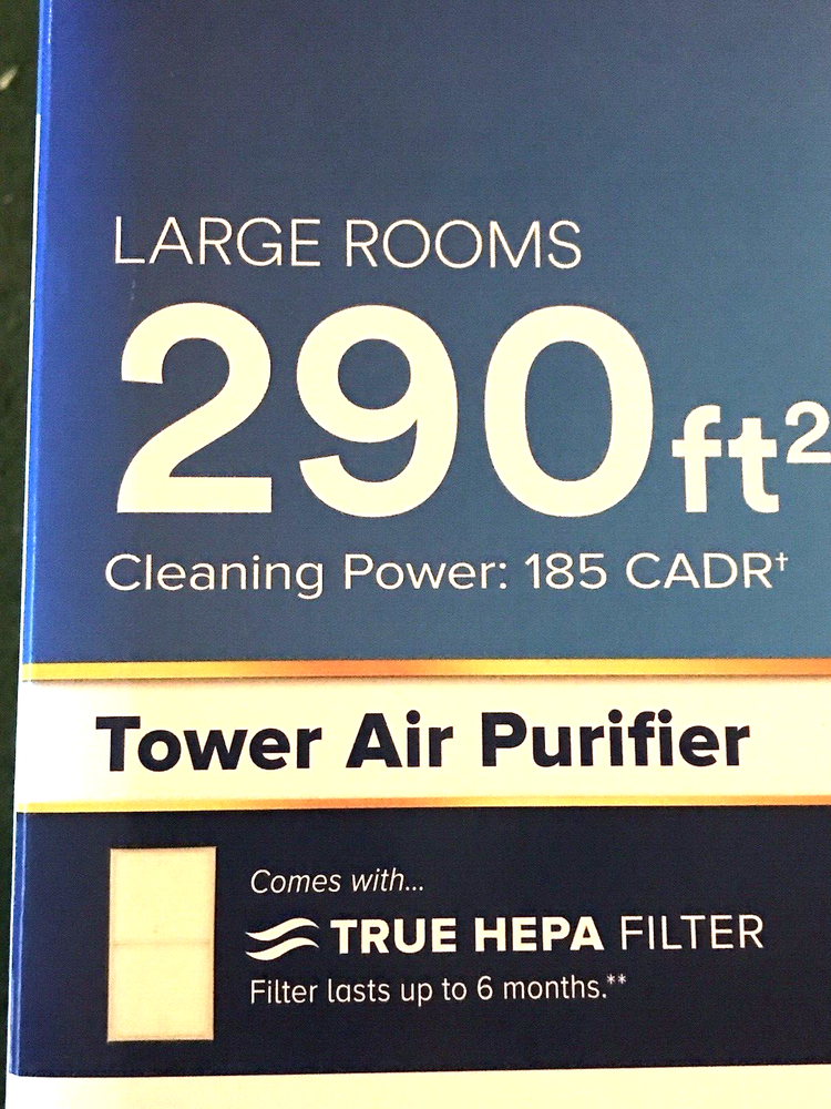 Filtrete Tower Air Purifier 290 Sq Ft True HEPA Filter 4 Speed White New