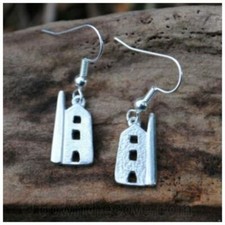 Highly Polished Pewter Tin Mine Earrings - Made in Cornwall - Gift Boxed
