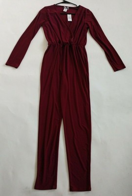 burgundy one piece jumpsuit