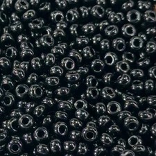 Preciosa Seed Beads 8/0 3mm Jet Black Czech Rocaille 30grams CS028