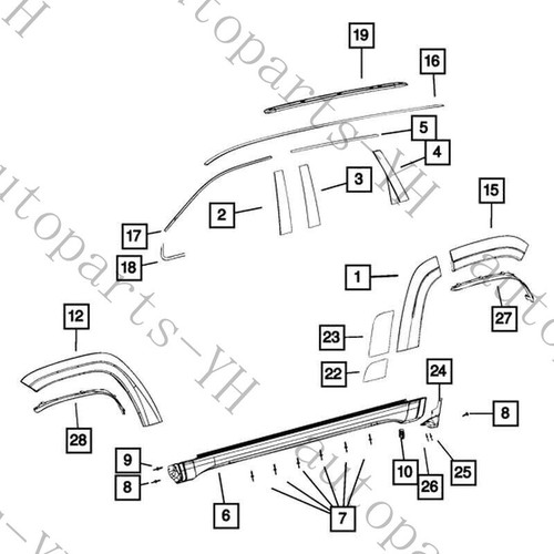 For Jeep Grand Cherokee 2011-2021 Mopar 55079290AD Passenger Side Roof Molding - Picture 2 of 5
