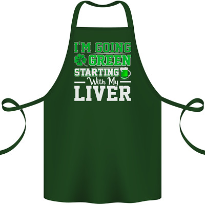 Going Green lustige St Patricks Day Bier Alkohol Baumwolle Schürze 100% Bio