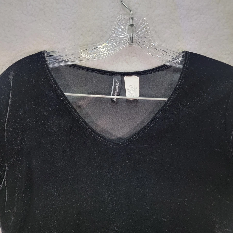 Blusa de cóctel ajustada con cuello en V de terciopelo negra Y2K Jason Maxwell para mujer talla S Foto 2 de 4