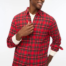 J. Crew Men's Slim Fit Flannel Button Front Shirt Medium NWT Red Yellow Black