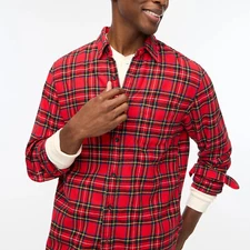 J. Crew Men's Slim Fit Flannel Button Front Shirt Medium NWT Red Yellow Black