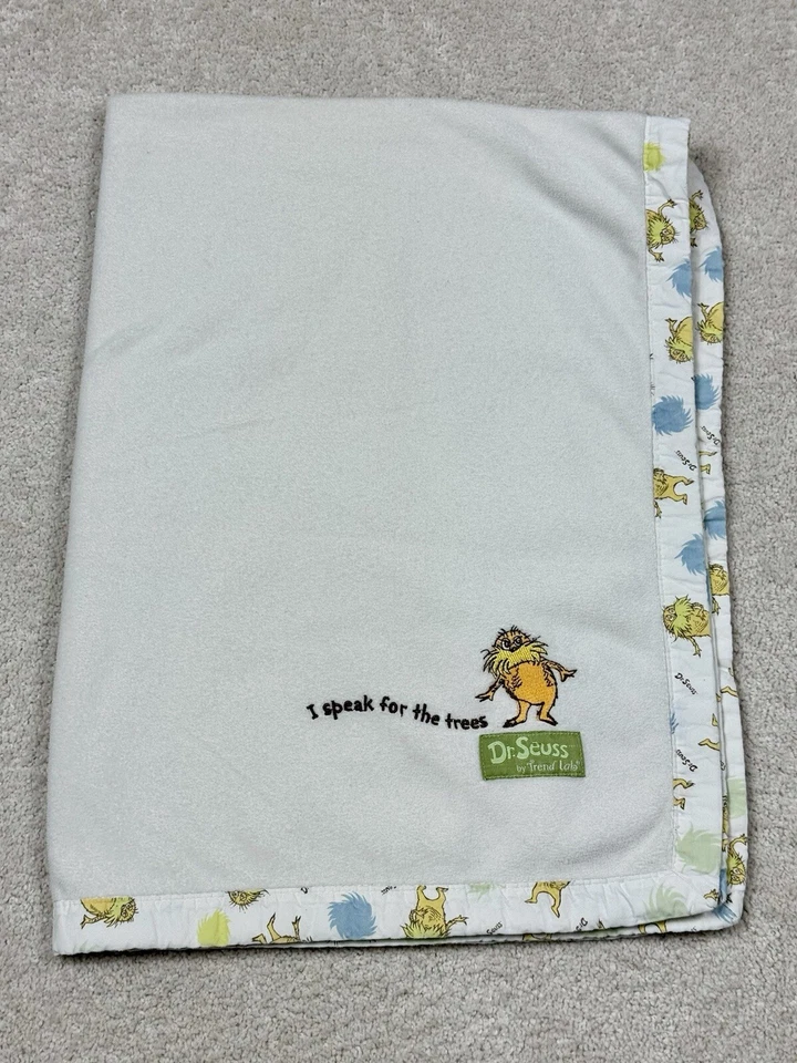 Lorax Dr Seuss Nursery Baby Fleece Blanket Security Trend Lab 27x37 Print Trim - Image 3 of 4
