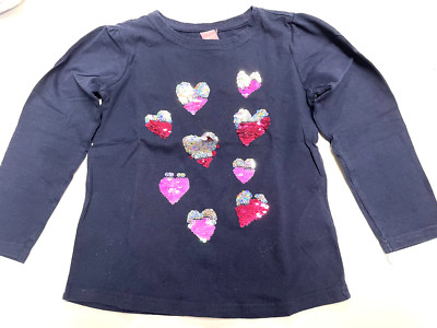 DOPODOPO Pulli Langarmshirt Gr. 110 MÄDCHEN Jeans-Blau Glitzer-Pailletten #PAT