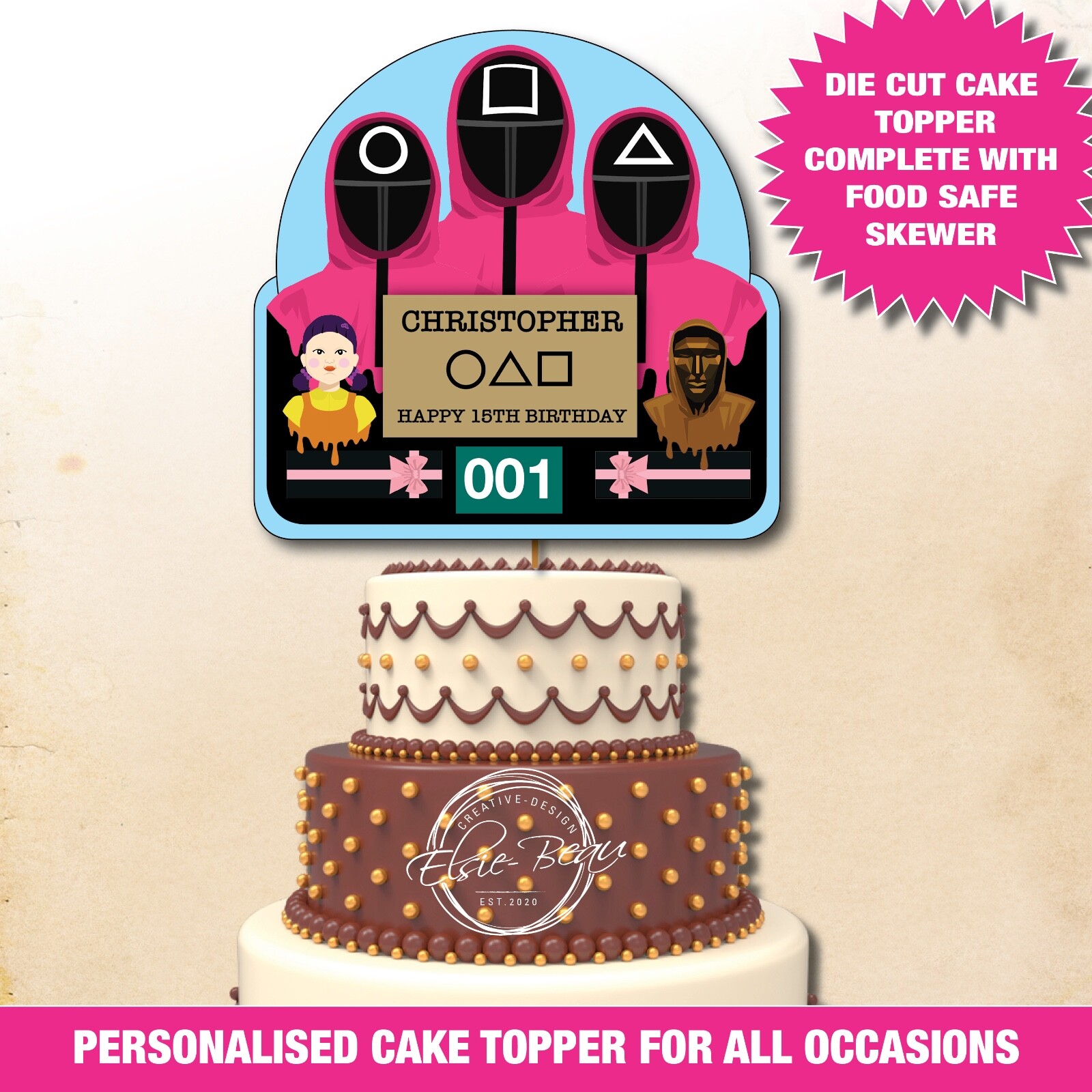 Squid Game INSPIRED Cake Topper card Happy Birthday Personalised Name & Age  51 | eBay