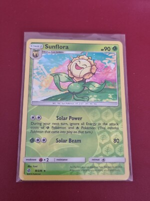 Pokemon Sun Moon Cosmic Eclipse Sunflora 8/236 Rare Reverse Holo Card