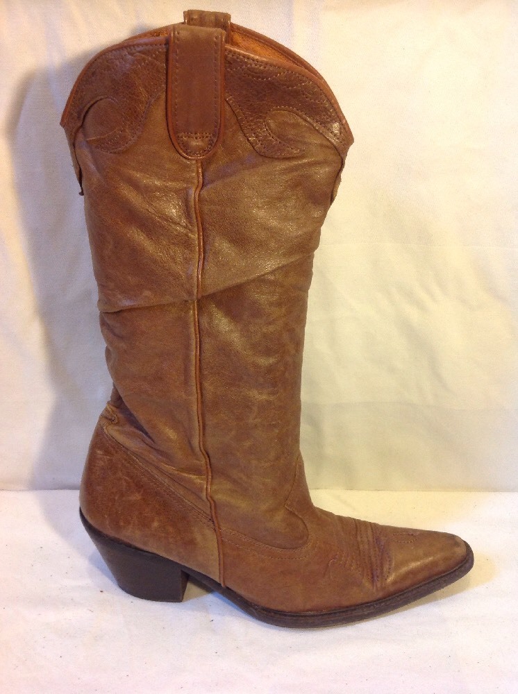 Faith Brown Mid Calf Leather Boots Size 40 Faith Brown Mid Calf Leather Boots Size 40